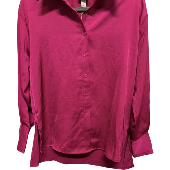 A new Day Pink Satin Top Long Sleeve Button Down Size small NWT Business Casual - Picture 3 of 6